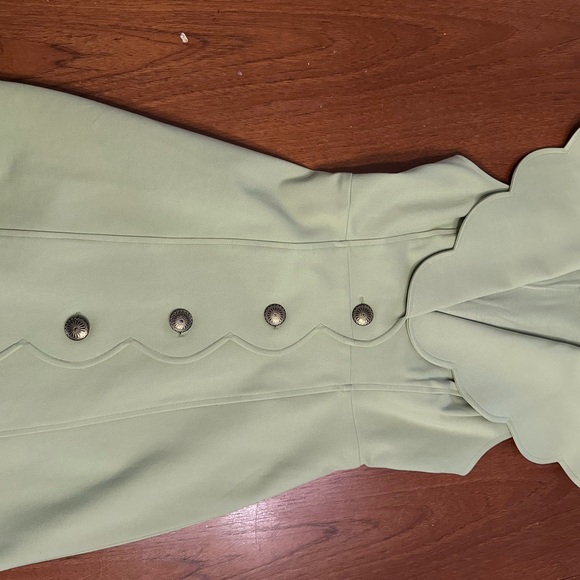 Anthropologie Maeve Scallop-Trim Sleeveless Mini Dress in Sage - Picture 4 of 4